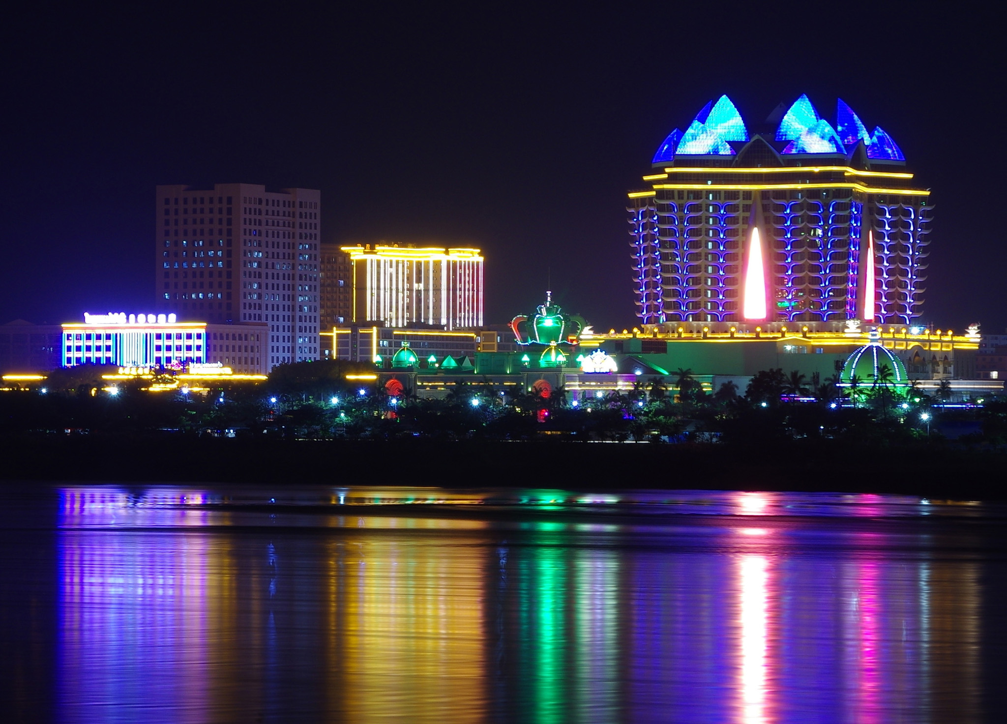 The Kings Romans Casino, shown here on December 5, 2020, is located along the Mekong River in Laos. During the COVID-19 pandemic, empty casinos in Southeast Asia pivoted to housing online scam operations. (Photo by Nongwean3/Shutterstock)